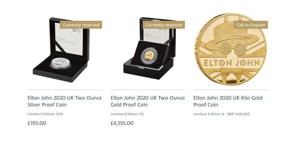 В Великобритании выпустили монету в честь Элтона Джона